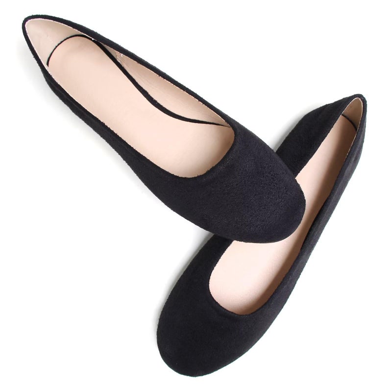 Dear Time Women Flat Shoes Comfortable Slip on Round Toe Ballet Flats, Simple Black Size 6.5 - Image 3